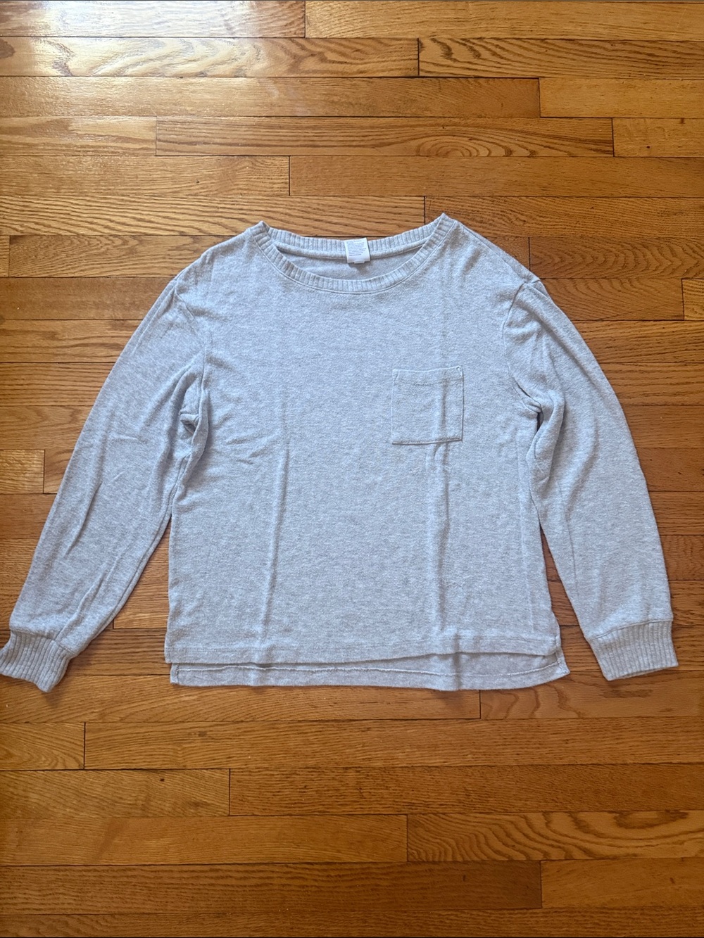 stars above Light Gray Crewneck Sweater with Chest Pocket
